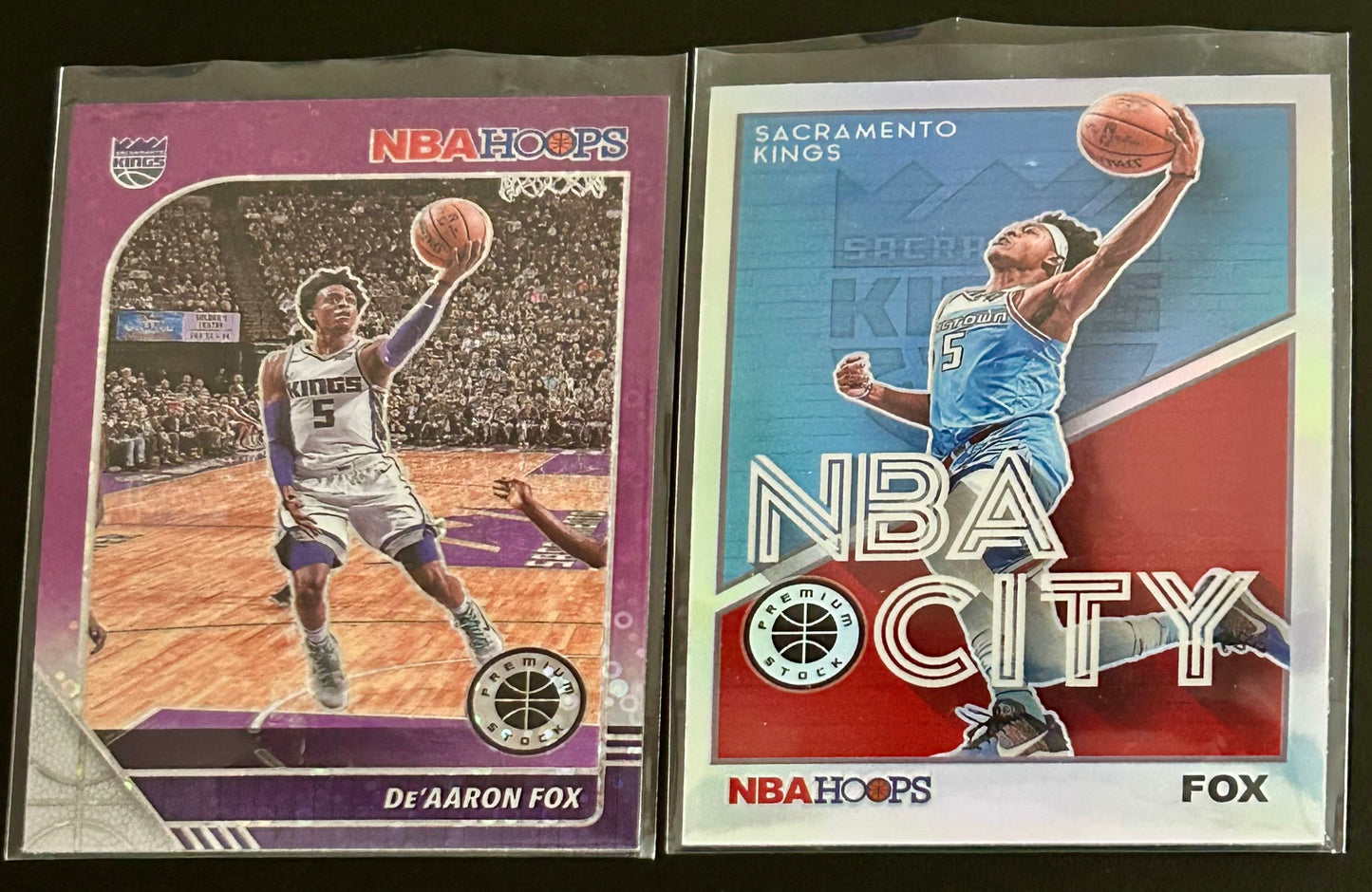 2019-2020 Panini Hoops Premium Stock Basketball De’Aaron Fox 2 card collection