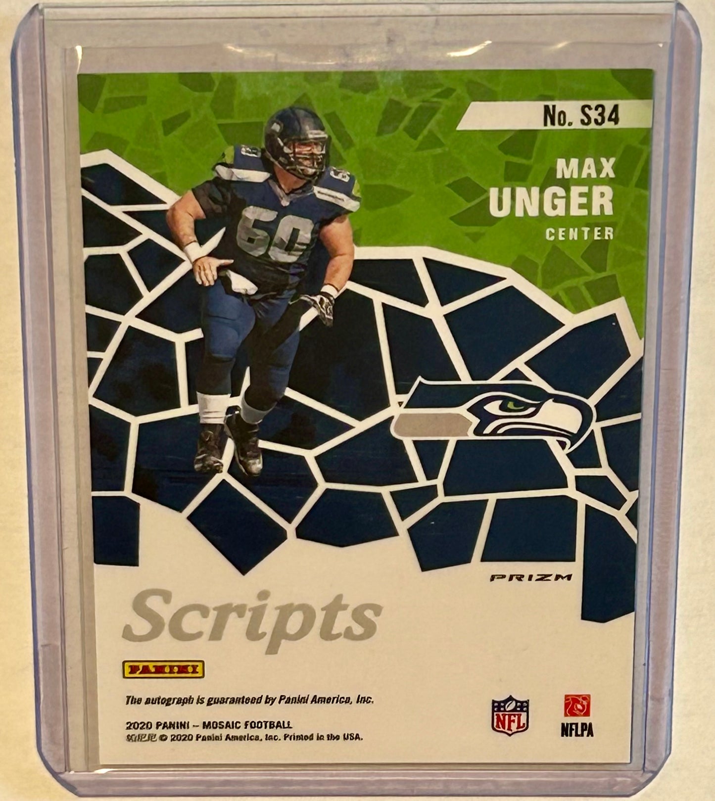 2020 Panini Mosaic Scripts, MAX UNGER Auto, #S34 Seahawks