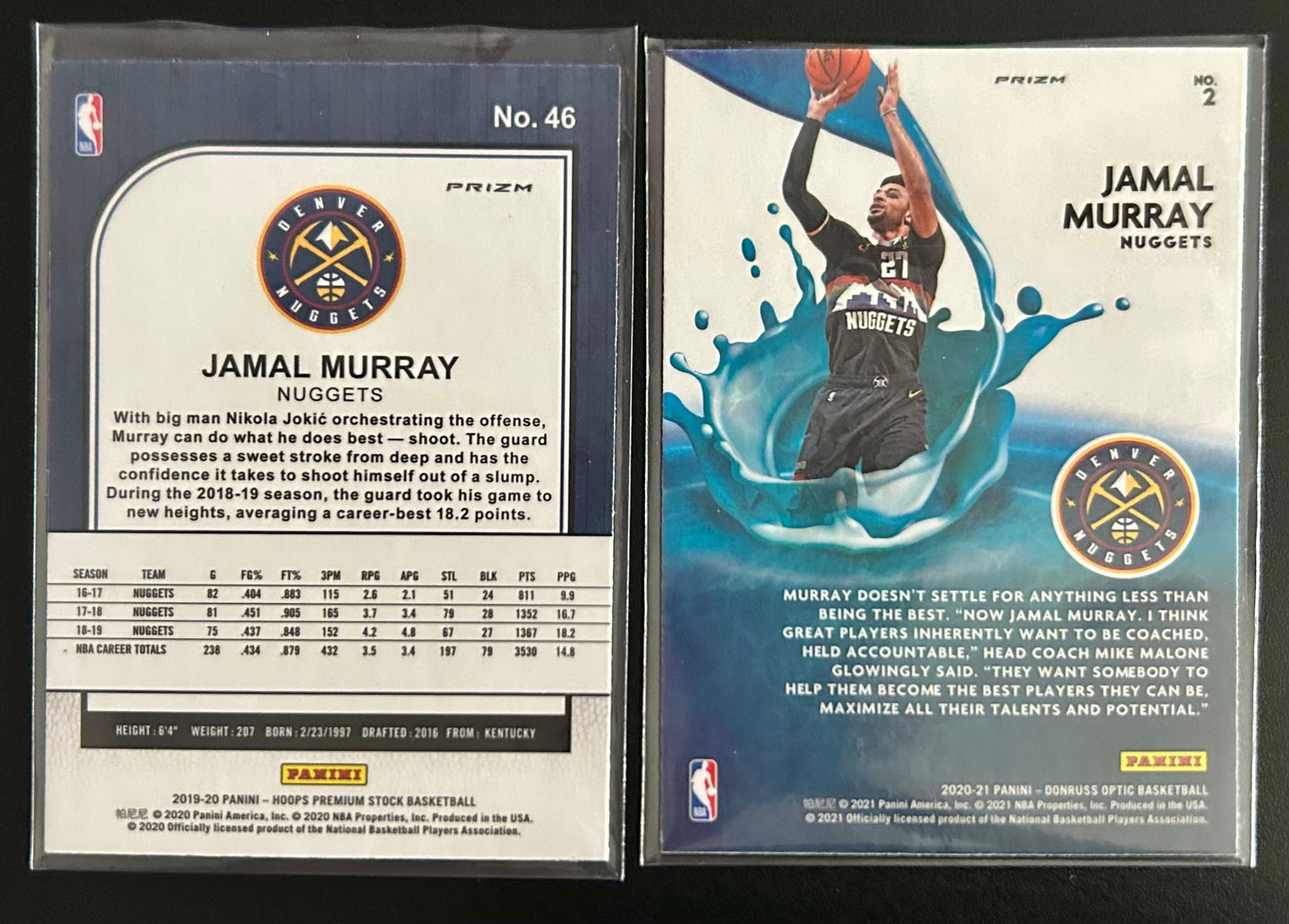 2019-2020 Panini Jamal Murray 2 card collection