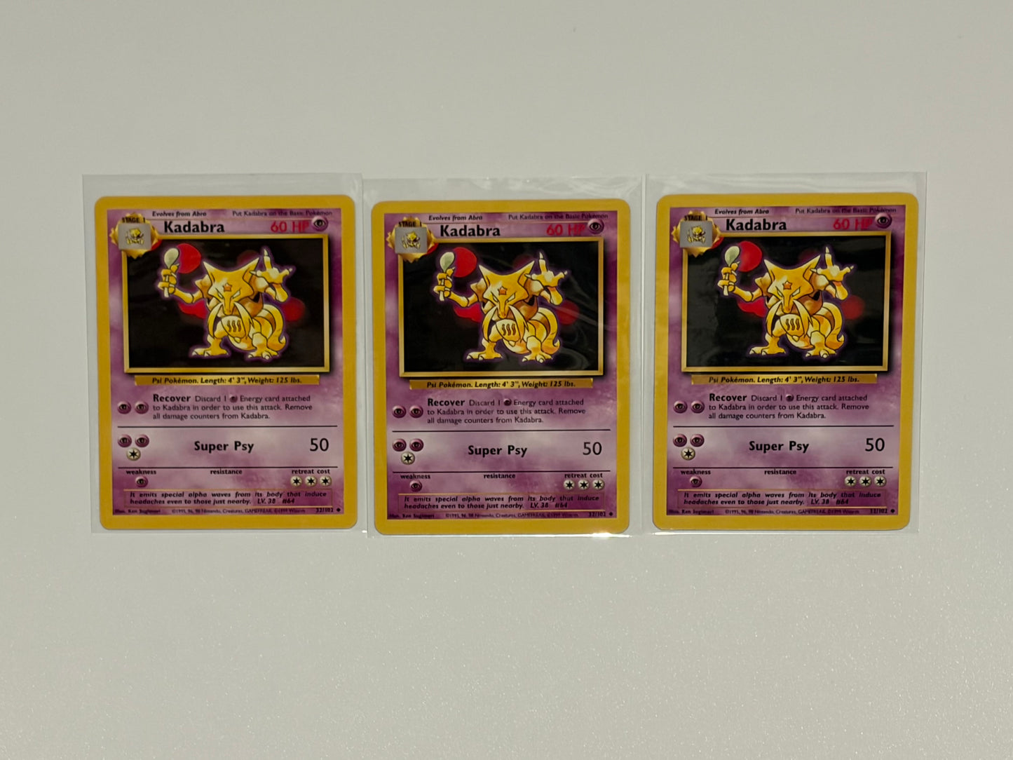Kadabra - Base Set (BS) UnCommon 3 card lot LP
