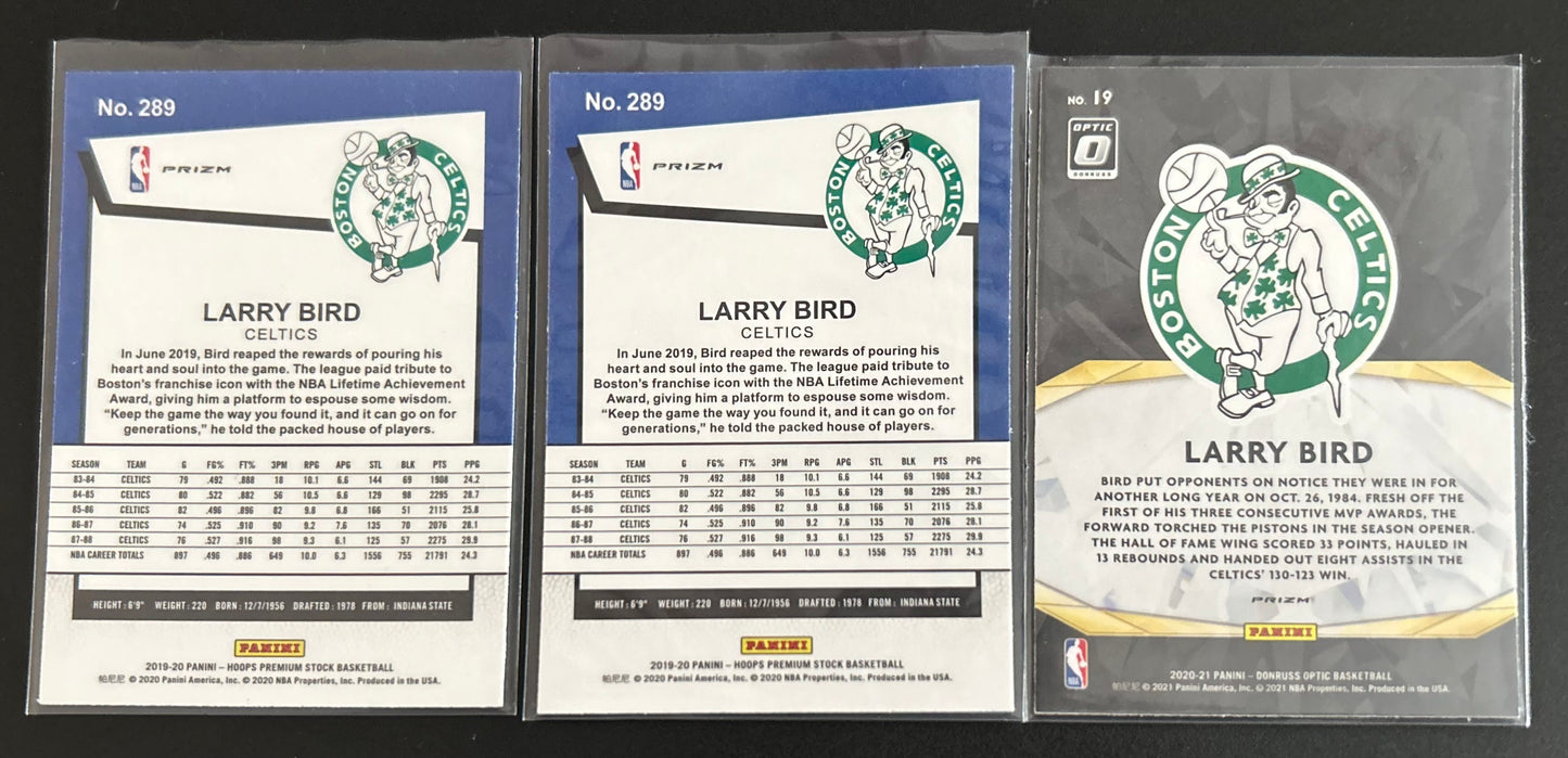 2019-2020 3 Card Larry Bird Lot