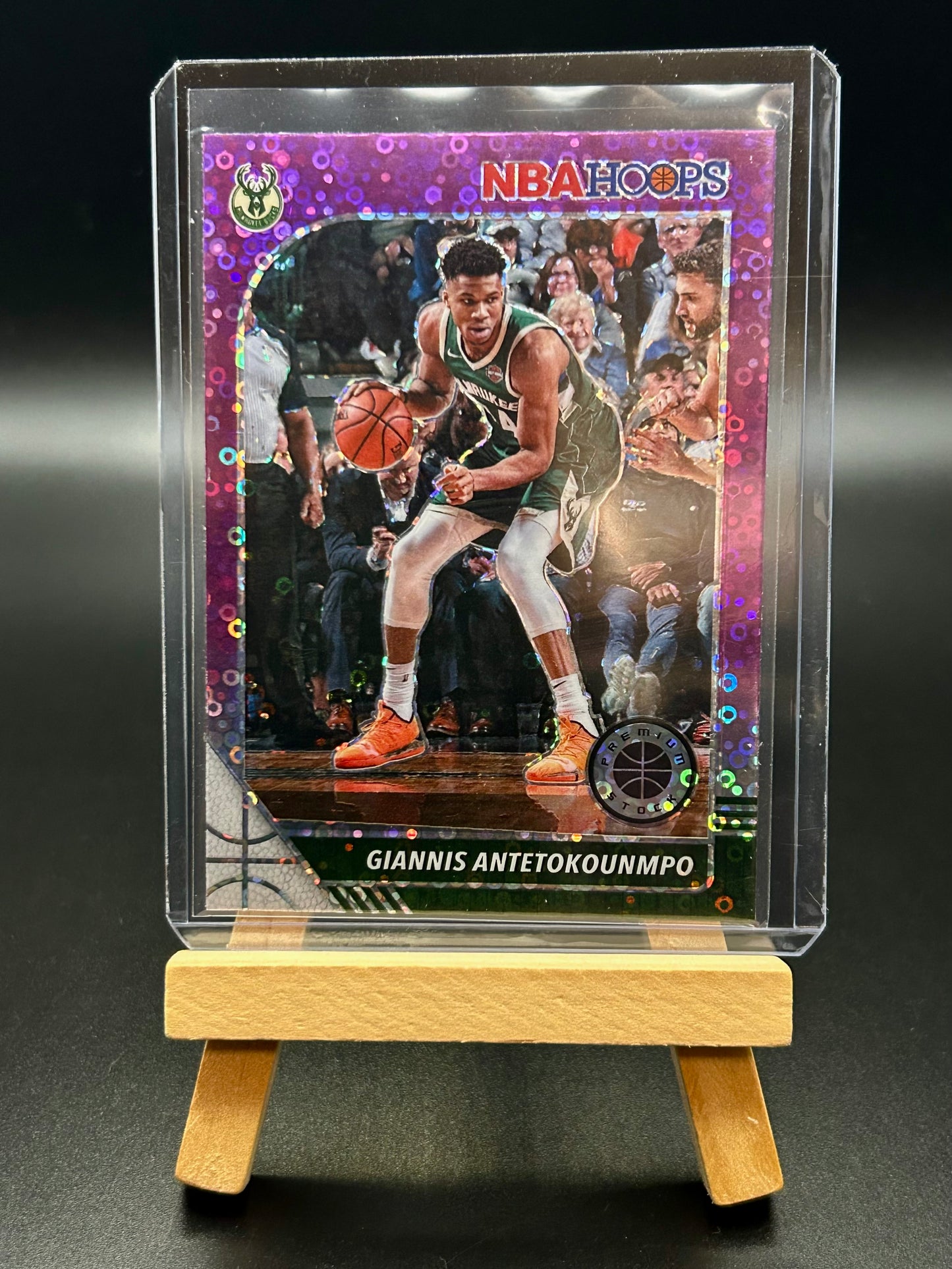 2019-2020 Panini Hoops Premium Stock Giannis Antetokounmpo Purple Disco Parallel Card