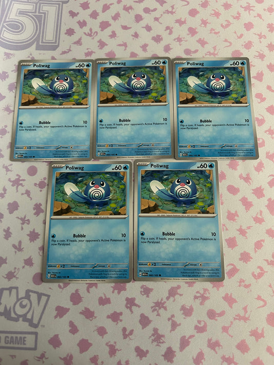 5 Poliwag Card Scarlet & Violet 151 lot