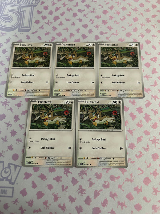5 Farfetch'd Card Scarlet & Violet 151 lot