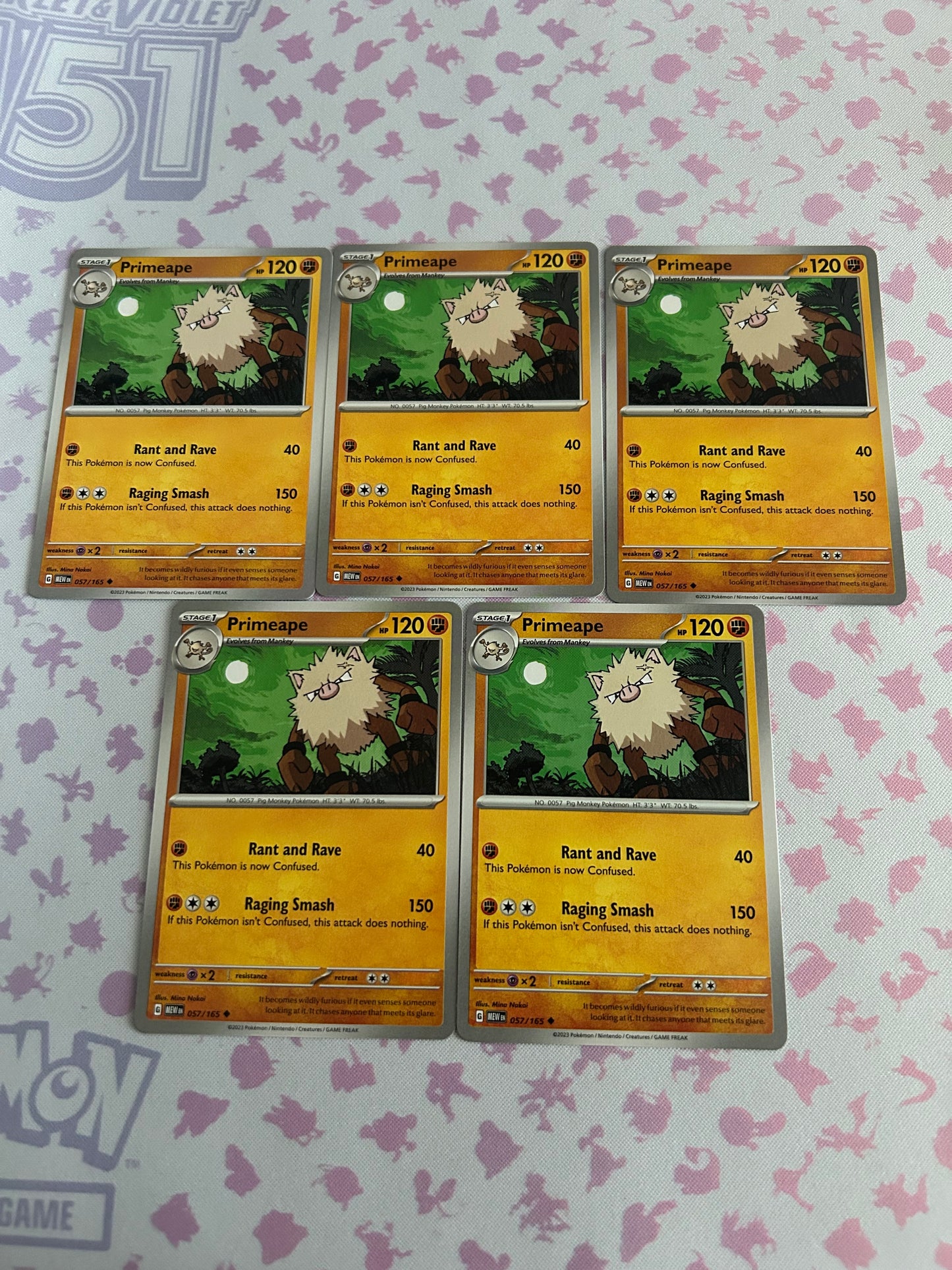 5 Primeape Card Scarlet & Violet 151 lot