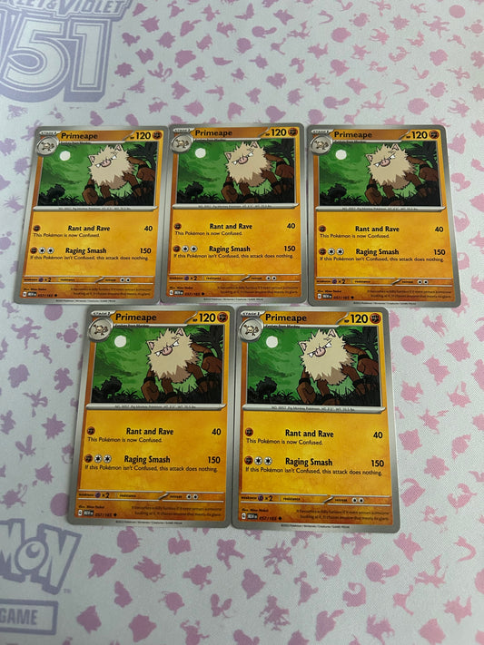 5 Primeape Card Scarlet & Violet 151 lot