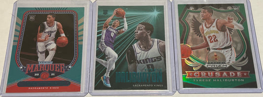 Tyrese Halliburton Panini Three Card Lot Including Two Parallels.