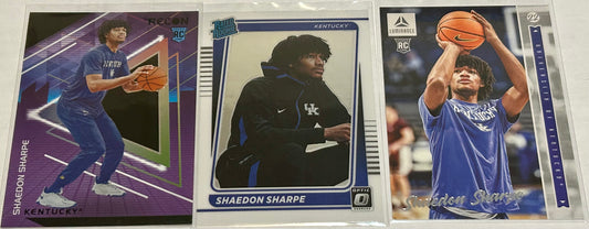 Shaedon Sharpe Three card lot with Black Parallel and Rated Rookie Card