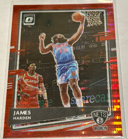 2020-2021 Donruss Optic Basketball Brooklyn Nets James Harden  Red Pulsar Prizm Parallel Card